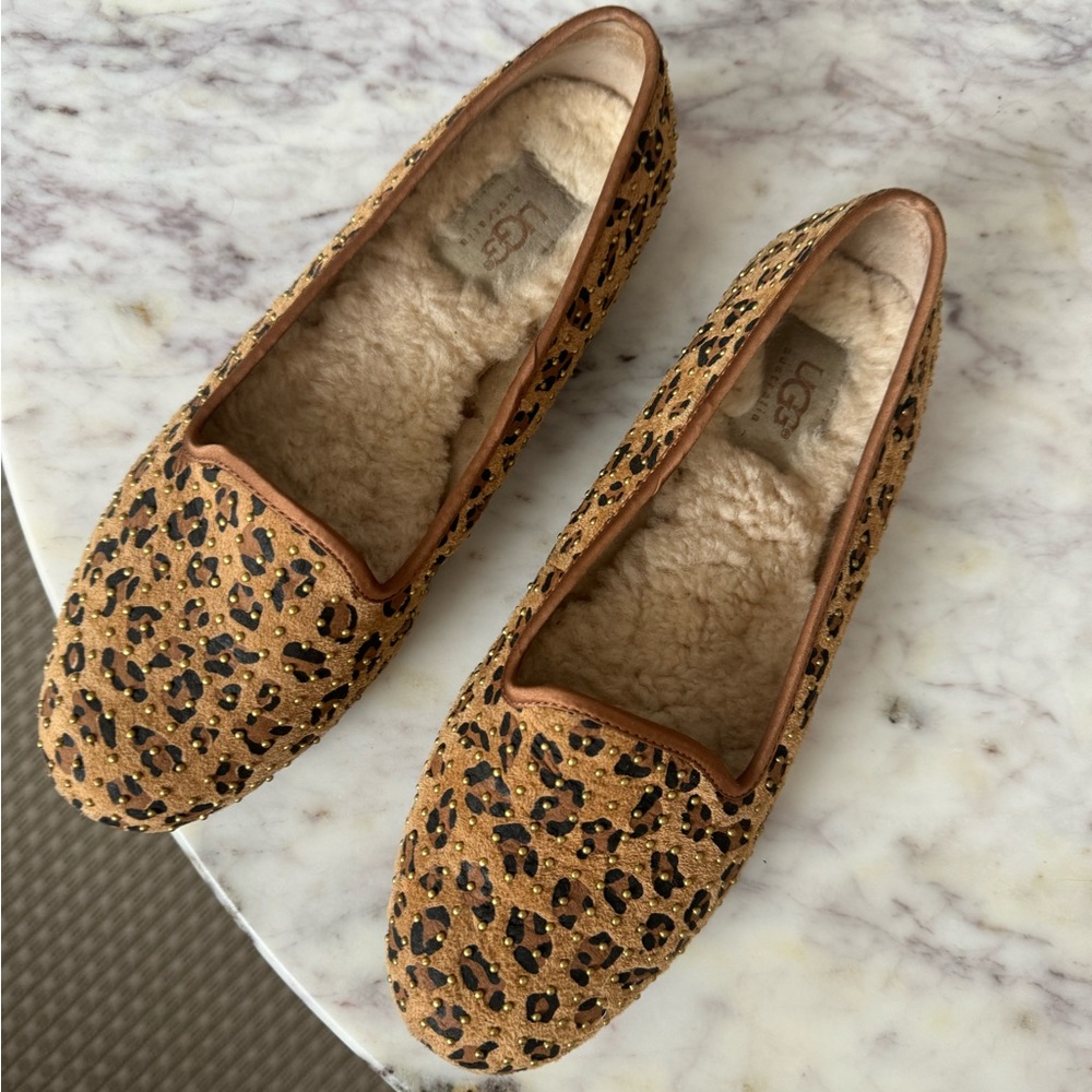 UGG Alloway Ballet Flats, Leopard print with gold studs